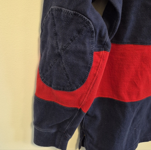 Vtg Polo Ralph Lauren Rugby Shirt Red/Blue Striped Elbow Patches Men's Size S - Picture 11 of 13